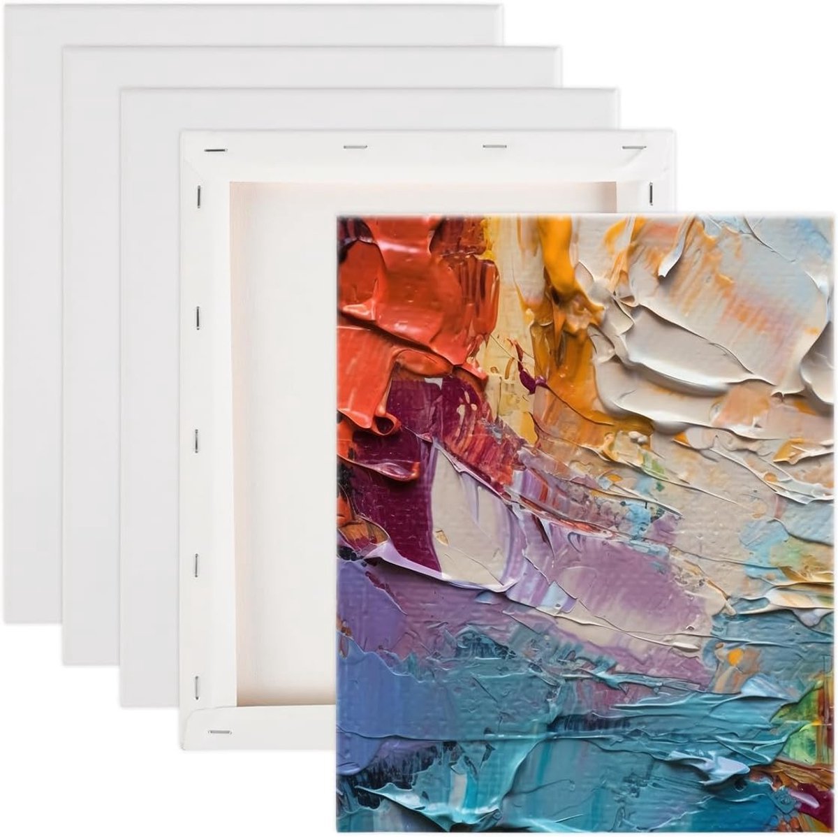 Thijox - 5 Stuks Canvas om te Beschilderen 24x30 cm - Voorgespannen Wit Kunstenaarscanvas met Houten Frame - Ideaal voor Acryl, Olie, Tempera en Aquar