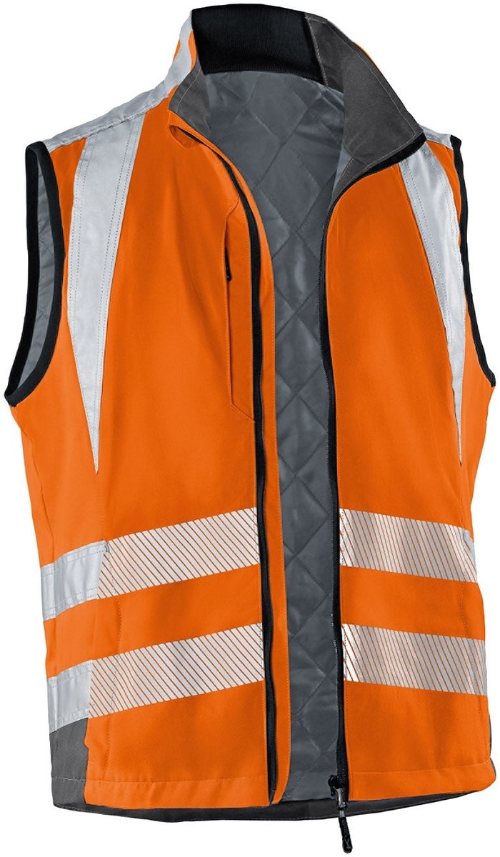 KUBLER REFLECTIQ 72078340 Hi Vis Reflecterend Werkvest HEREN Veiligheidsvest Oranje Antraciet - EN ISO 20471 - Wasbaar