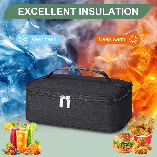 4L Geïsoleerde Lunchtas voor Mannen Vrouwen, Kleine Draagbare Koeltas Herbruikbare Lunchtassen voor Lunchboxen Kinderen School Kantoor Picknick, Zwart — afbeelding 2
