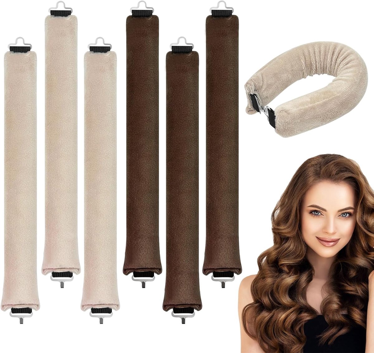 Thijox - 6 Stuks Jumbo Hitteloze Haarkrulspelden, Zachte Fluwelen Nachtelijke Blowout Krullen, Flexibele Staven voor Alle Haartypes - 29 cm