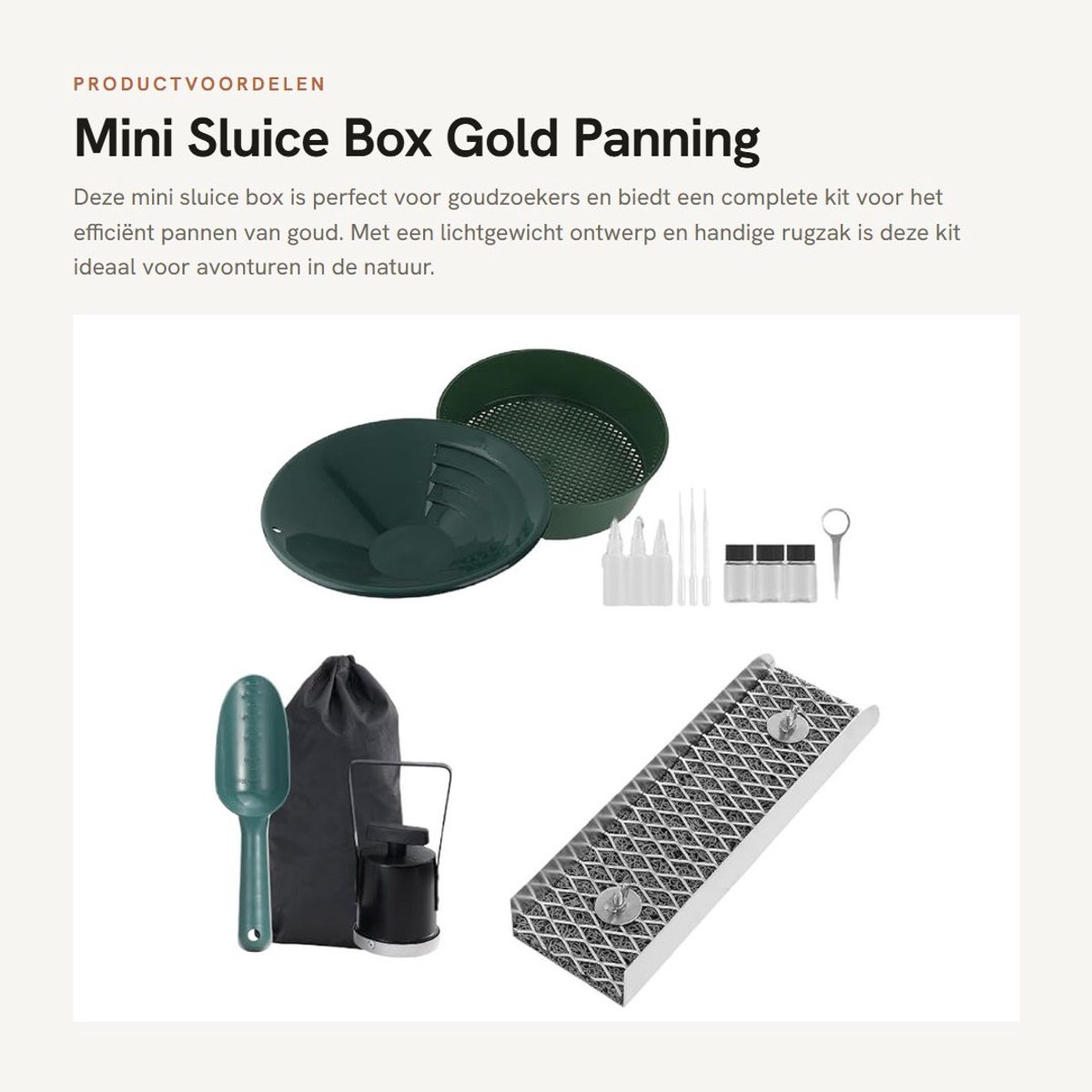 Dailygoods- Sluice Box Lichtgewicht Aluminium - Goud Mijnbouwapparatuur - Gouden Prospectie Kit - Rugzak voor Transport - Vergrendelingsontwerp voor Stabiliteit - Goudpan