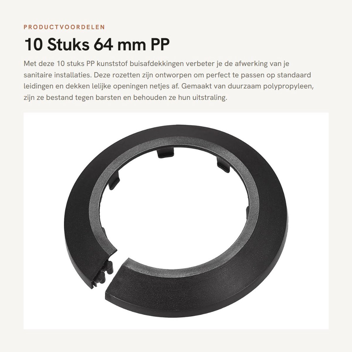 Dailygoods- Buisafdekking 10 stuks - Klikbare PP Kunststof Roset - Pijpkraag voor Sanitair - Decoratie Sierlijsten - Duurzaam en Waterdicht