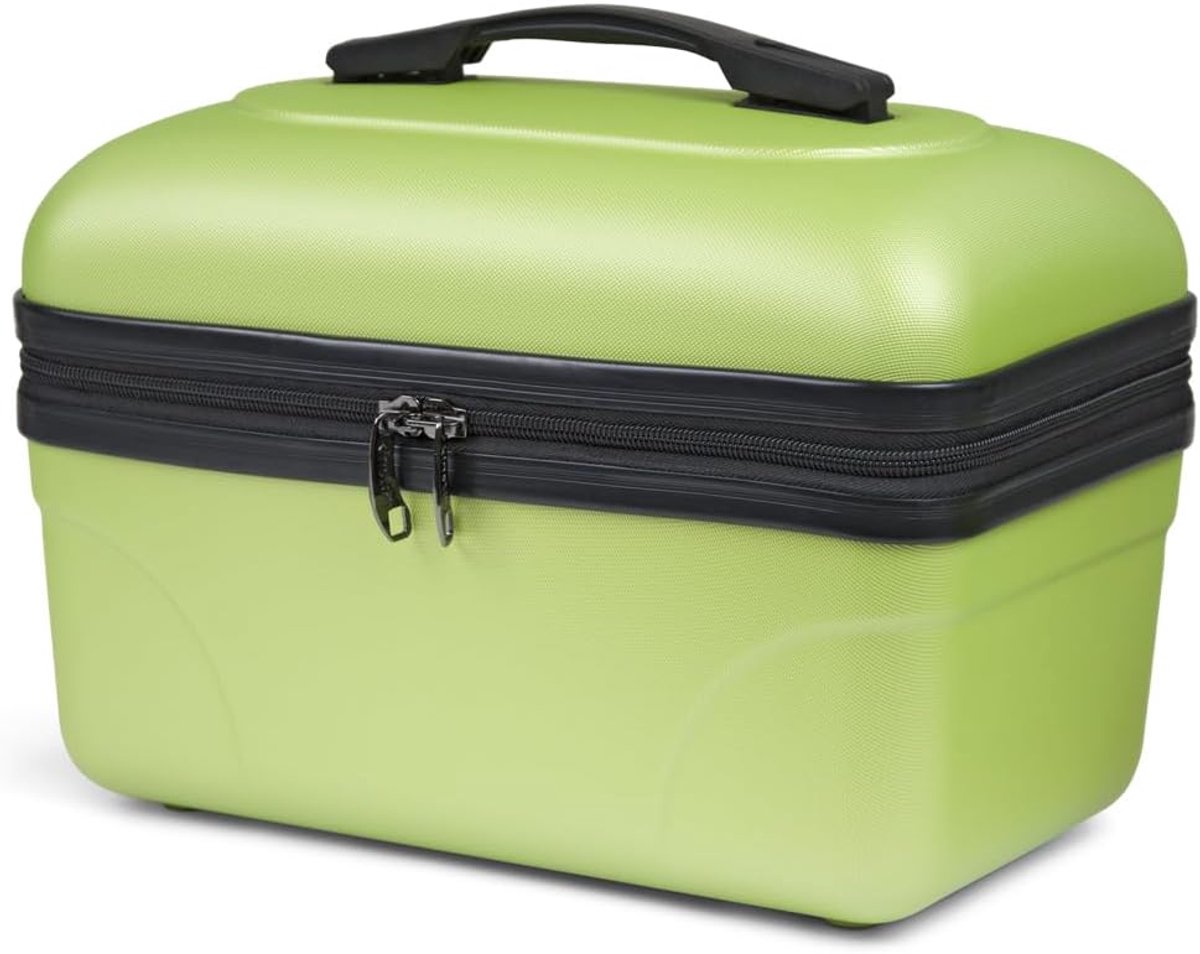 Thijox - Set van 2 Grote Ijdelheidskoffers - Harde Cosmetische Toilettas met Handvat - Ruime Reisorganizer - Groene Kleur - Ideaal voor Vakantie, Fees