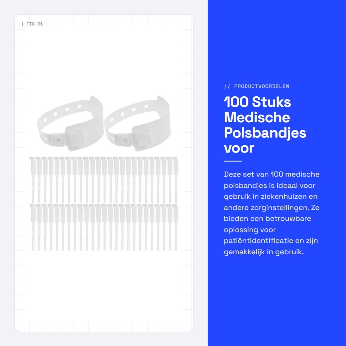 Dailygoods- Polsbandjes 100 Stuks - Medische ID-Banden - Ziekenhuis Polsbandjes - Identificatie Armbanden - PVC - Ruime Voorraad - Identificatiebandjes