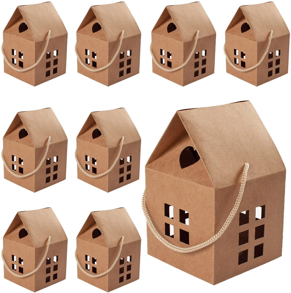 Dailygoods - 26 Stuks Kraftpapier Geschenkdoos, Kleine Geschenkdozen Snoepdoos Taart Kartonnen Doos, 8x8x7.5cm, Voor Doe-Het-Zelf Cadeau, Bruiloft, Feest, Verjaardagsdoos, Gebak (Kraft)