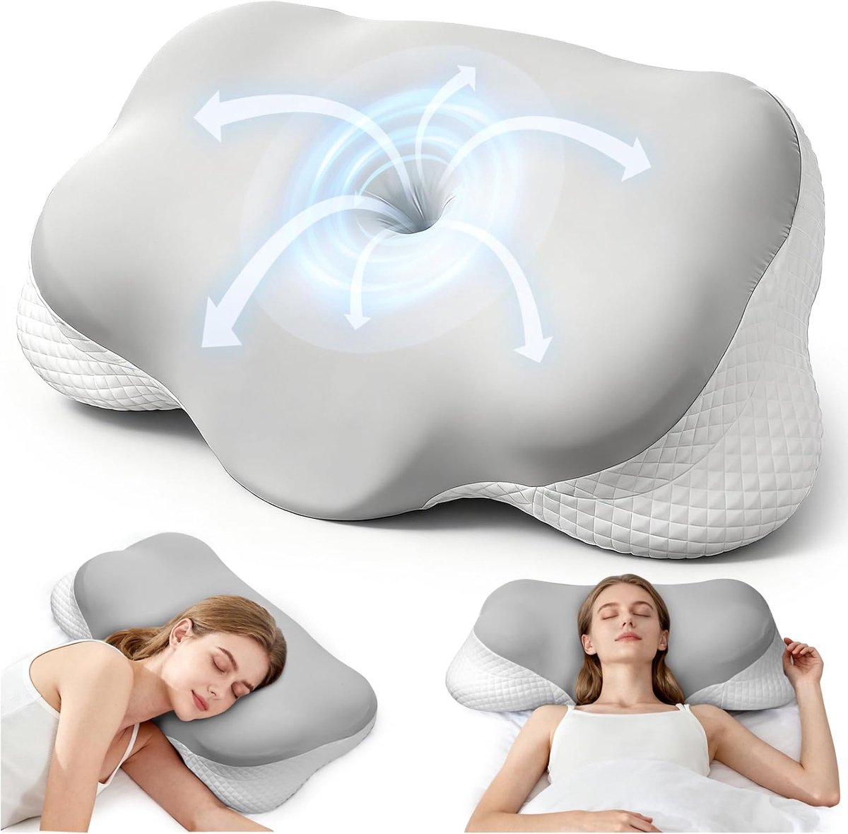 Thijox - Memory Foam Kussen - Ergonomisch Nackensteunkussen voor Zij- en Rugslapers - Ademend en Comfortabel Hoofdkussen met Afneembare Grijze Buitenk
