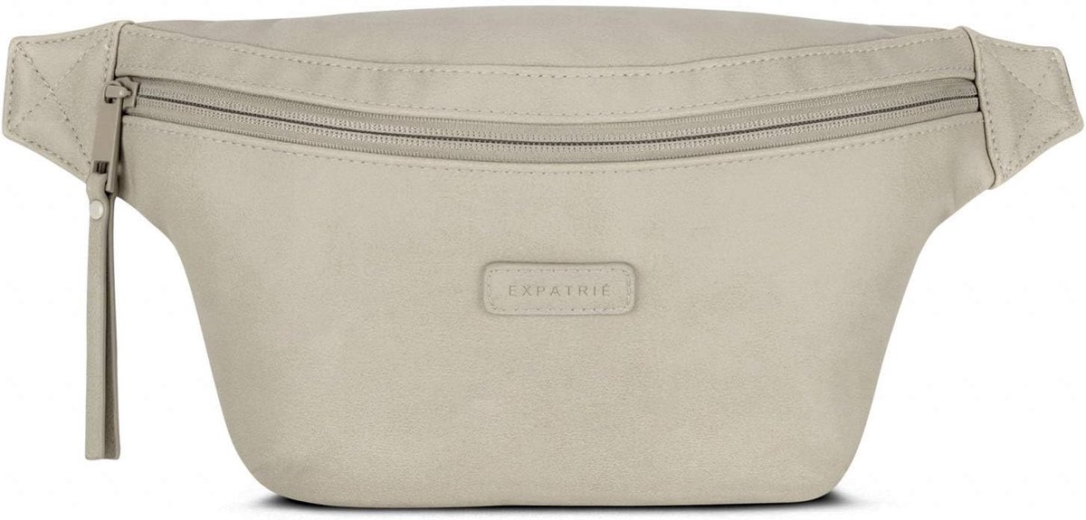 Thijox - Heuptas Dames Beige - Veganistisch Kunstleer - Waterafstotend - Flexibele Riem - Snelvak Achterkant - Eén Maat - Modieuze Half Moon Tas voor