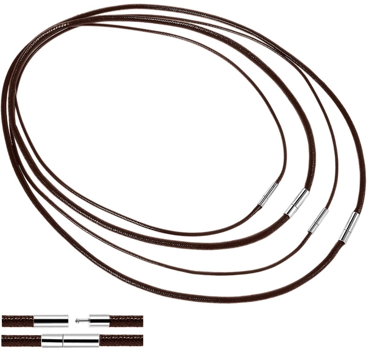 Dailygoods- Leren Banden - 4 Stuks - Gevlochten Armband/Halsband - Doe-het-zelf Halsketting - Unisex - Eenvoudig Ontwerp