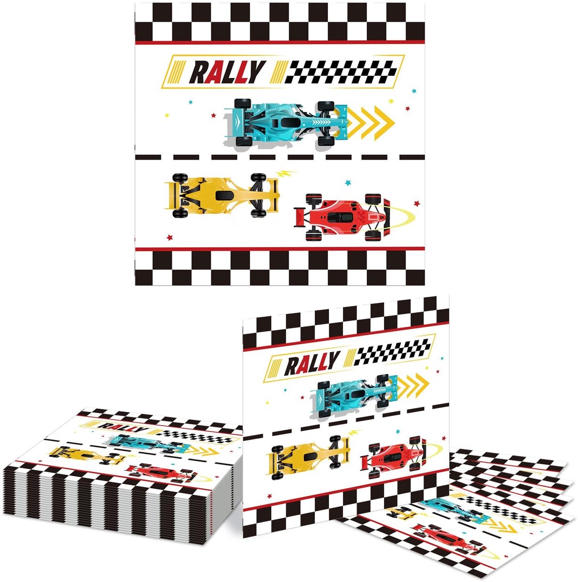 Dailygoods- Servetten 20 stuks - Papieren Servetten - Racewagen Motief - 2-laags - Verjaardagspartij - Hoogwaardige Kwaliteit - Feestservetten