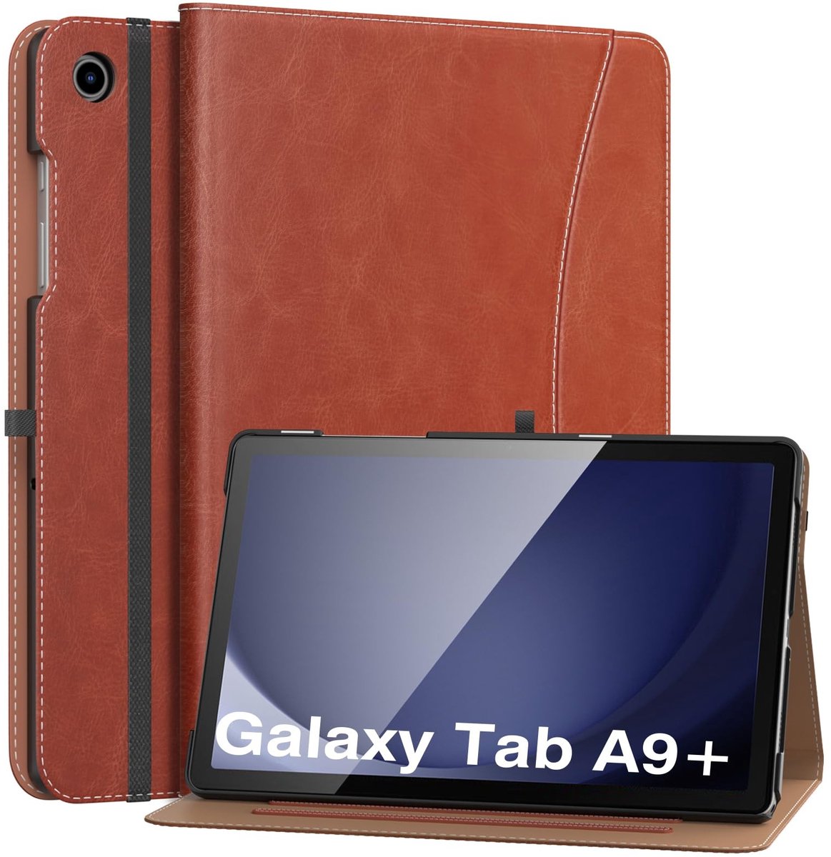 Dailygoods - Beschermhoes - Tablet Hoes - Automatische Wekker/Slaap - Bruin - PU-leer - Geschikt voor Samsung Galaxy Tab A9 Plus 11 inch 2023 - Model...