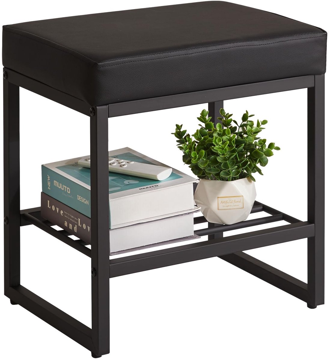 Dailygoods- Kaptafel Kruk Uniek Design - Faux Leer - Antislipvoetjes - Stevig Metalen Frame - 5 cm Dikke Schuimvulling - Comfortabel en Duurzaam - Make-upkruk
