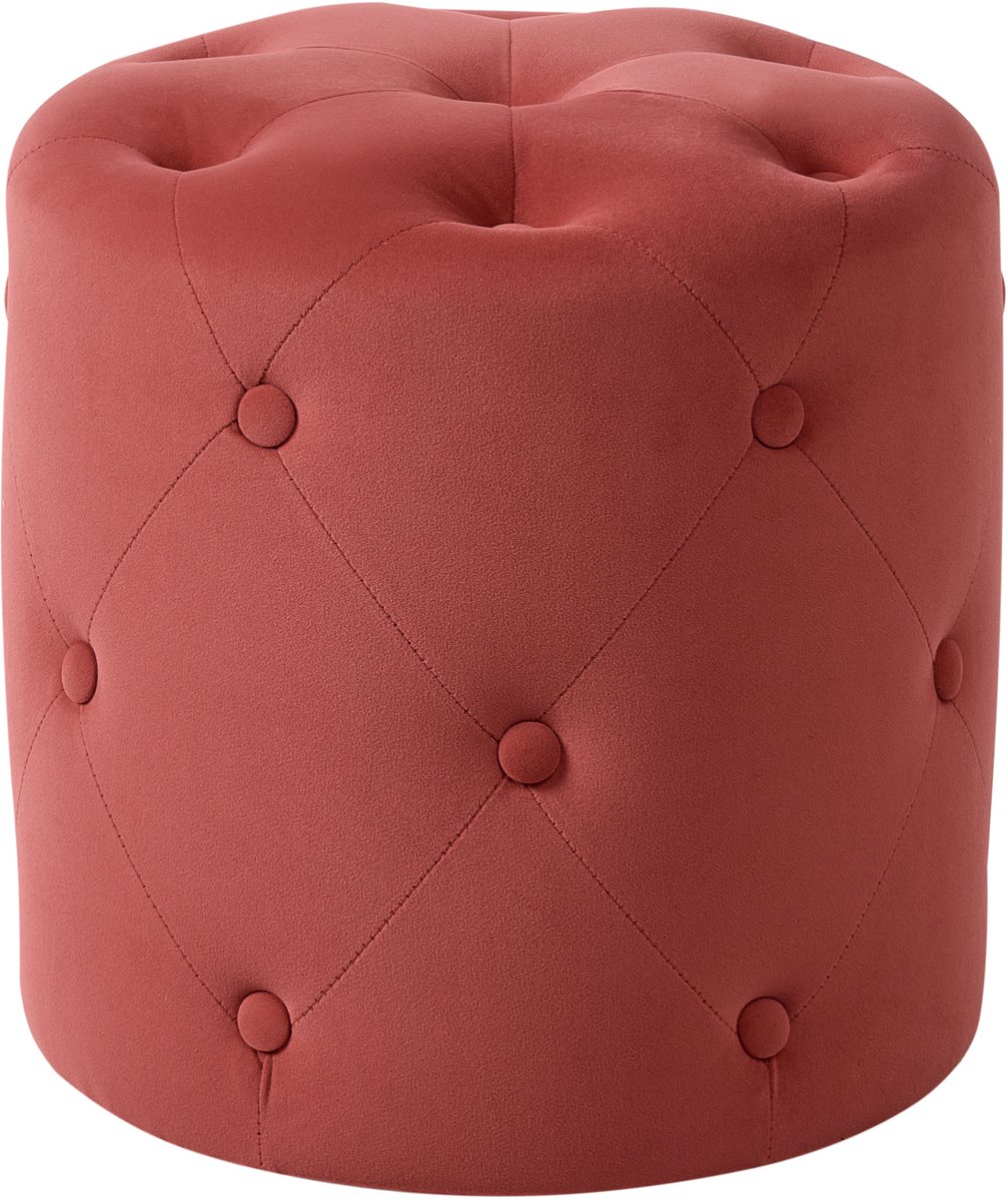 COROLLA - Poef - Koraalrood - 40 cm - Fluweel
