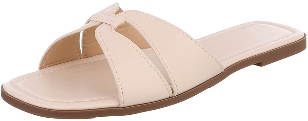 Dames slipper met gekruiste band en platte zool Mt:36