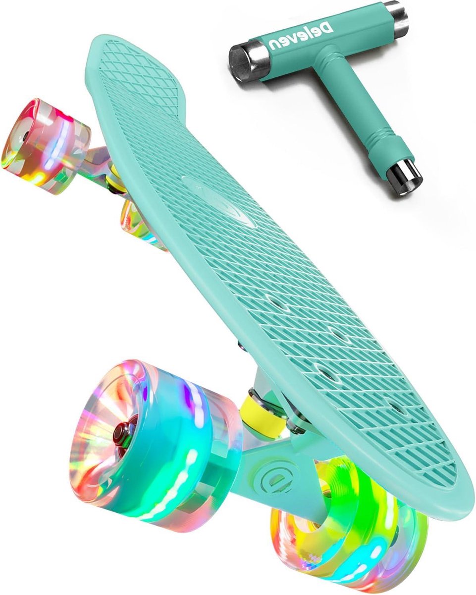Mini Cruiser Skateboard Compact Board Stadscruisen LED Verlichte Wielen 56cm Lengte