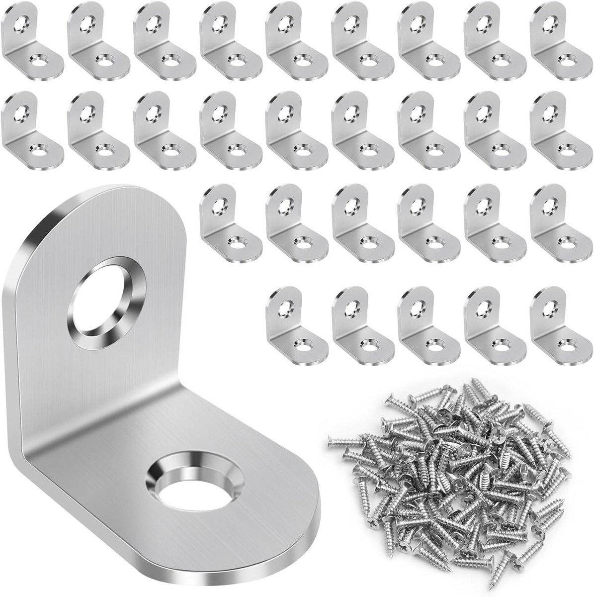 Hoekverbinder Set - Metaal Bevestiging - Meubelbouw - Roestvrij Staal - 20x20 mm - Zilverkleurig