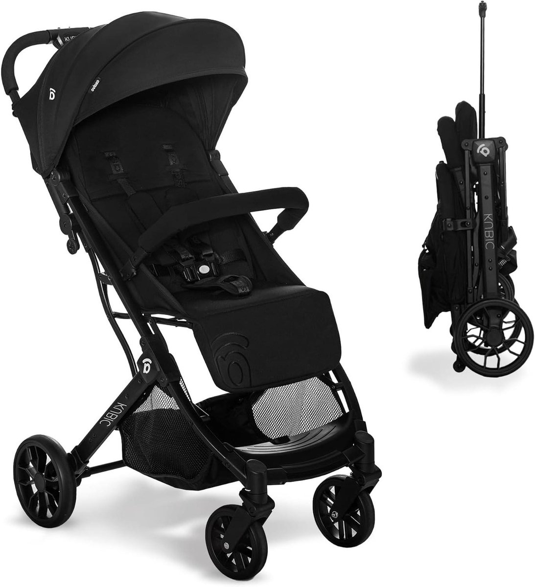 Buggy Lichtgewicht - Kinderwagen Compact - Reizen Stad - Met Trolley Handvat - Tot 22 kg - Zwart