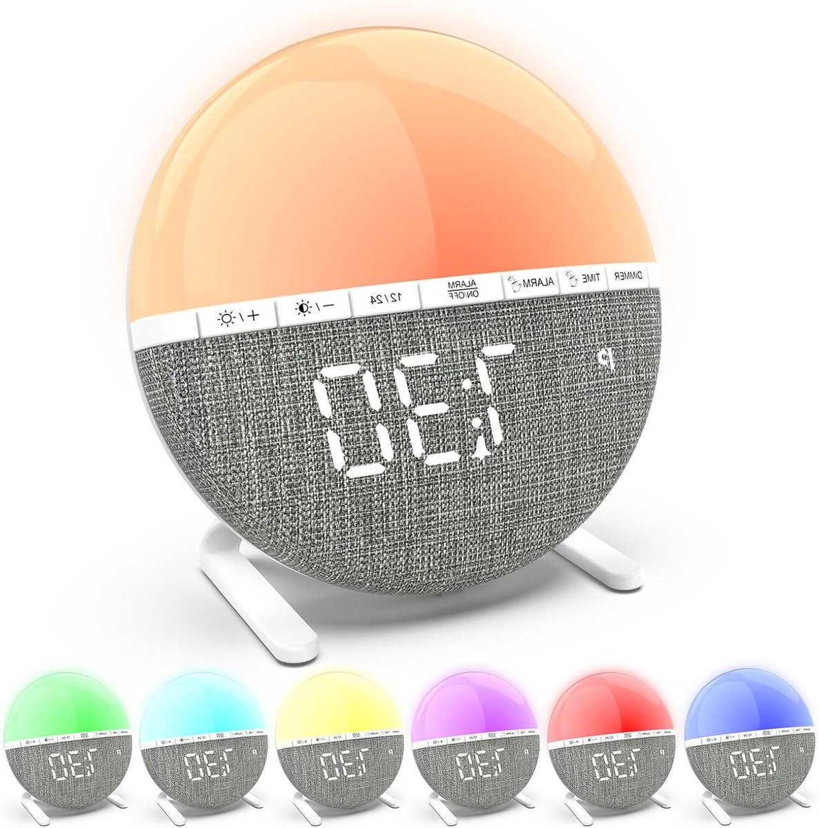 Digitale wekker - Daglicht wekker - Rustig wakker worden - Zonsopgang simulatie - 7 kleuren 10 helderheid - Wit