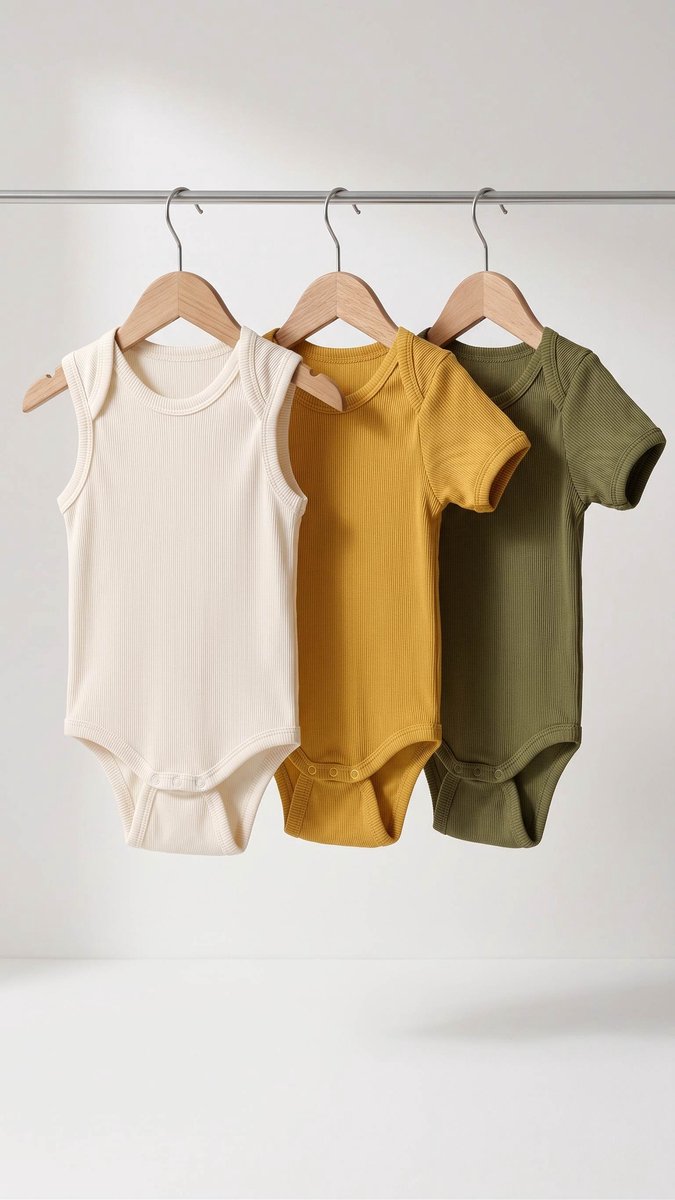 Baby Rompers & Hemdjes – 3-Pack Unisex – 100% Ribkatoen – Crème, Groen & Saffraan - Maat 92 (18-24 Maanden) - Dolcetots®