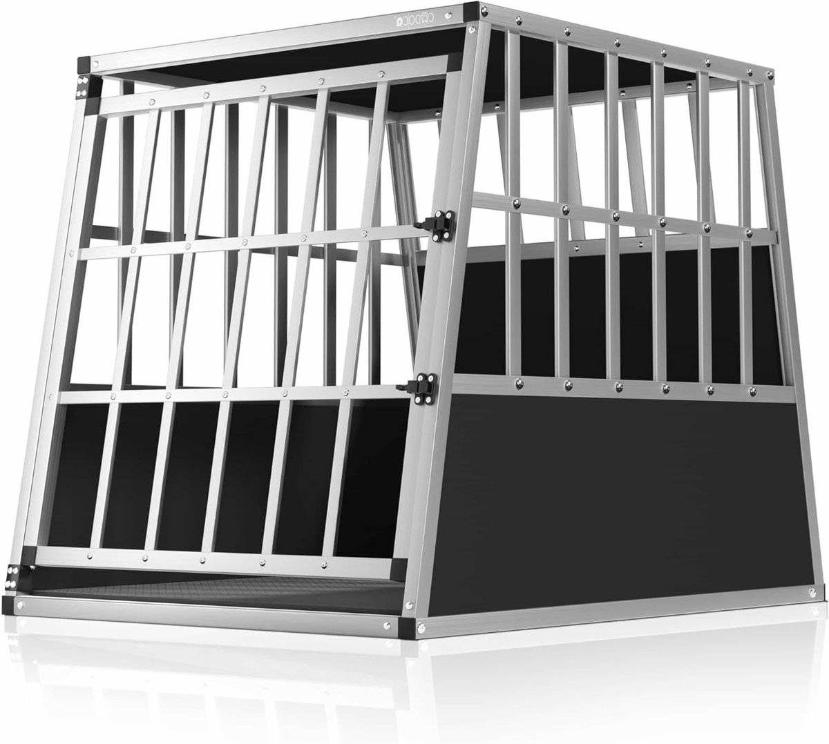 Honden Transportbox - Reis Bench - Veilig Vervoer - Trapezium Vorm - 90x66x72cm - Zwart Zilver