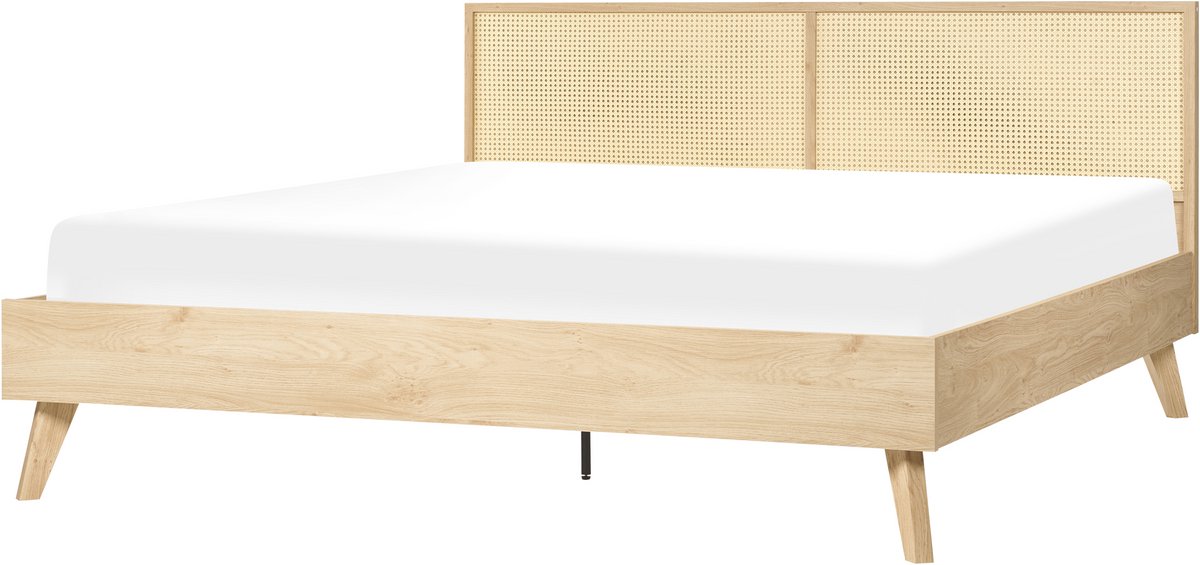 Beliani MONPAZIER - Tweepersoonsbed - Lichthout - 180 x 200 cm - Populierhout Bruin