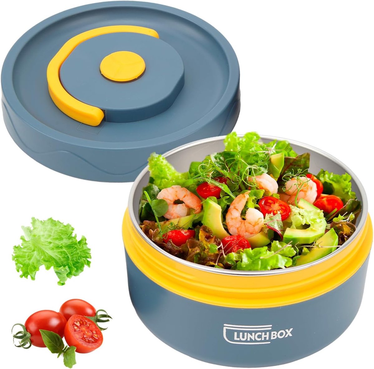 SnelShoppen - Isolerende Lunchbox 420ml Ronde Stapelbare Thermo Bento Box met Handvat - 304 RVS, Veilig en Duurzaam, Voor School en Kantoor - Diepzeeb