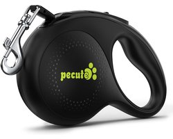 Thijox - Oprolbare Hondenriem 8 Meter voor Grote, Middelgrote en Kleine Honden - Pecute Rollijn Classic Cord tot 50 kg - Zwart - Ideaal voor Wandelen,