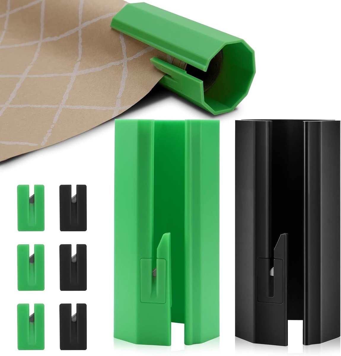 Papier Snijder voor Cadeauverpakking (2 Rollen + 6 Messen), Perfect voor Kerst, Verjaardagen en Feestdagen