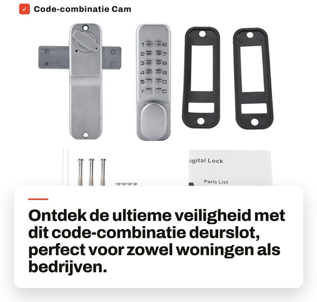 Dailygoods- Codeslot 1- tot 11-cijferige code-combinatie - Zinklegering - Glanzend chroom - Geschikt voor deurdikte 10-65 mm - Inclusief installatieaccessoires - Veiligheidsoplossing voor binnendeuren - Digitale Deurvergrendeling
