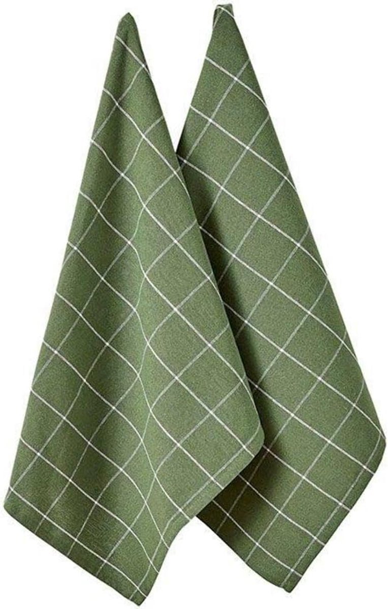 Thijox - Eco Check Set van 2 Theedoeken - Duurzaam Katoen, Groen, Herbruikbaar, Keuken, Afwas, Milieuvriendelijk, Ruitpatroon, 50x70 cm