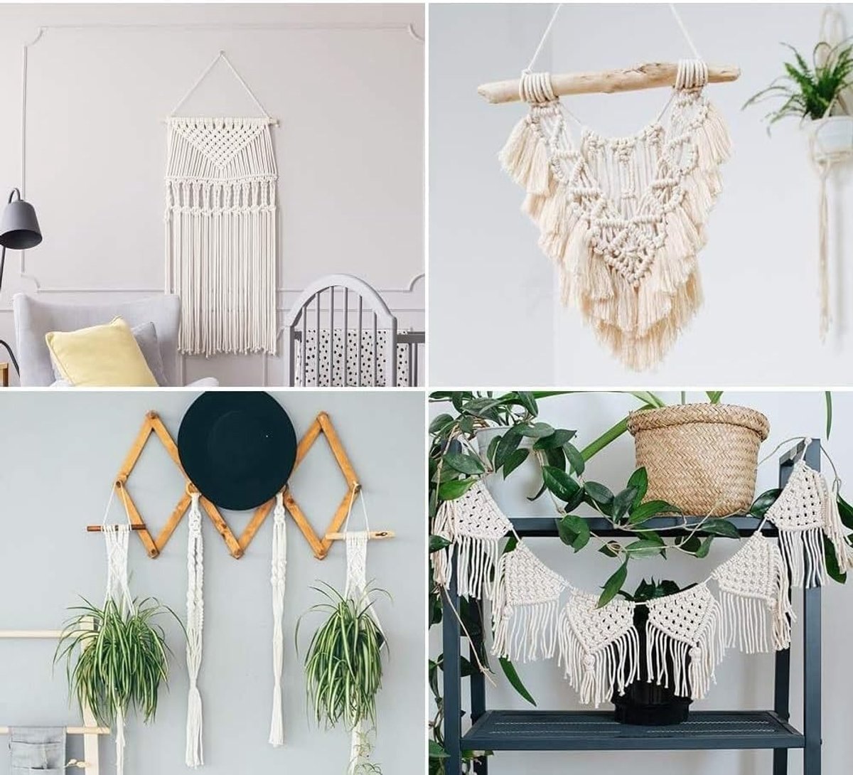 5mm x 100m Natuurlijk Katoenen Touw voor Macramé, DIY Ambachten, Wand- en Plantenhangers, Beige Katoen Koord
