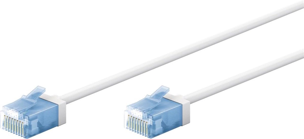 SnelShoppen - Ultraflexibele CAT 6A Patchkabel 1m - Slimme RJ45 Netwerkkabel U/UTP - Korte Stekkers - 10 Gbit/s - Wit - Ideaal voor Serverkasten en Pa