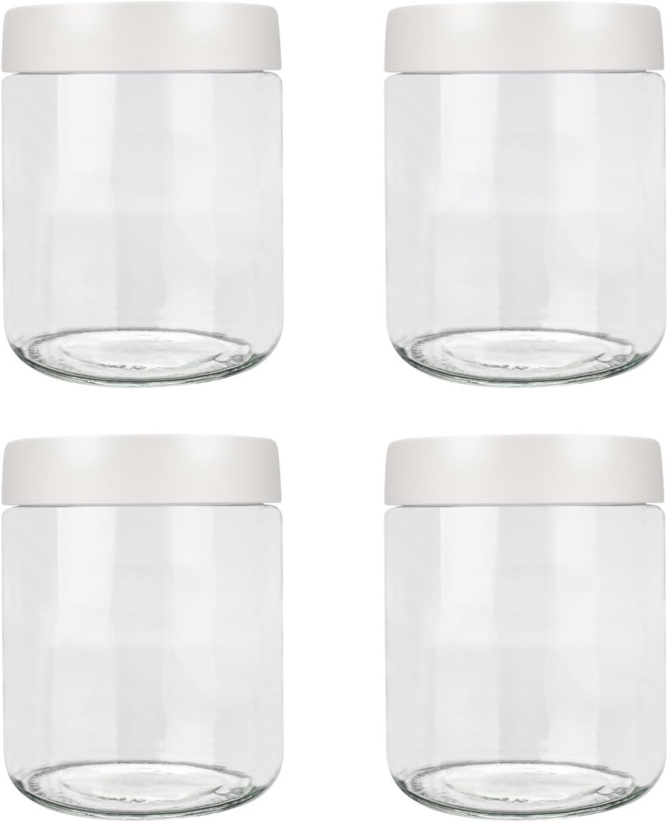 Opslagpot voor Overnight Havermout, Brede Opening en Lekvrije Deksel, 500ml - Wit, Ideaal voor Voedselbewaring en Meal Prep