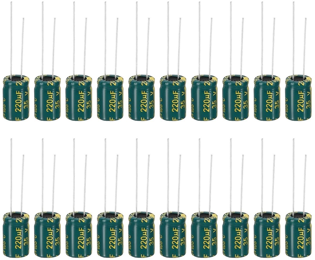 Electrolytische Condensatoren 35V 220uF - 20 Stuks Hoogfrequent Aluminium Capacitors voor TV, LCD Monitor en Koelkast, 8 x 12 mm