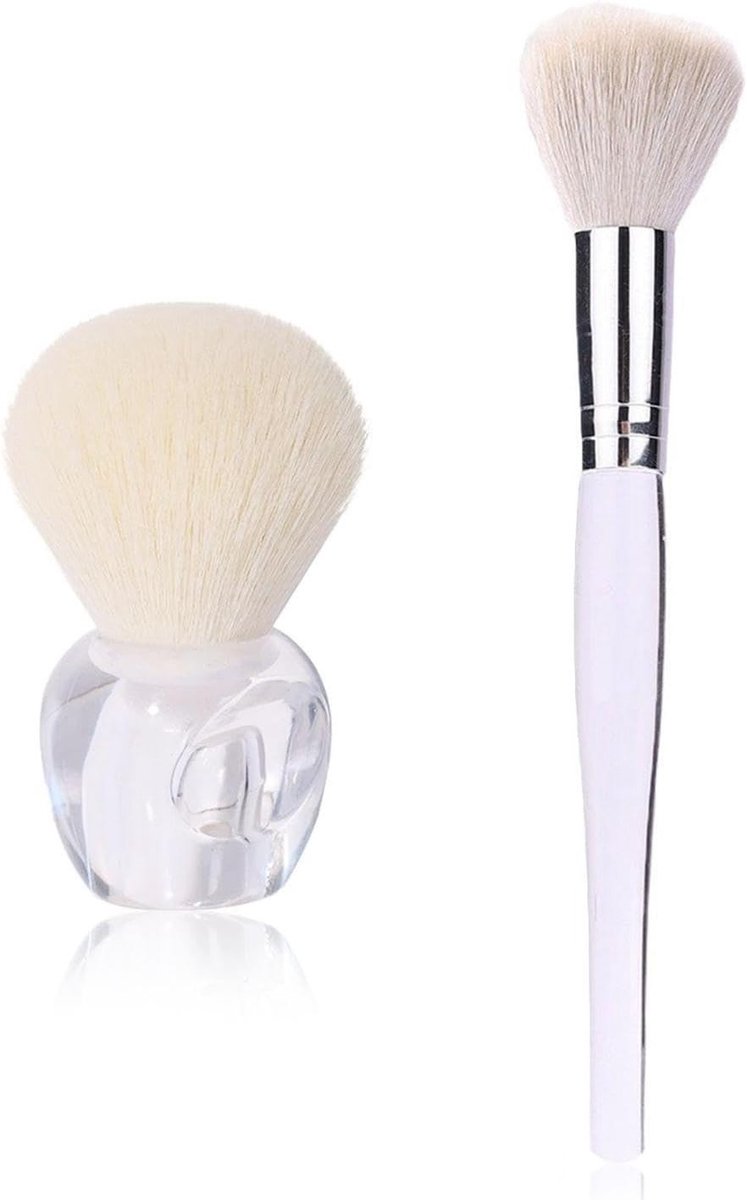 Korte en Lange Make-up Borstels Set, Gezichtsmaskerborstel en Schuimwolborstel voor Perfecte Make-up Applicatie