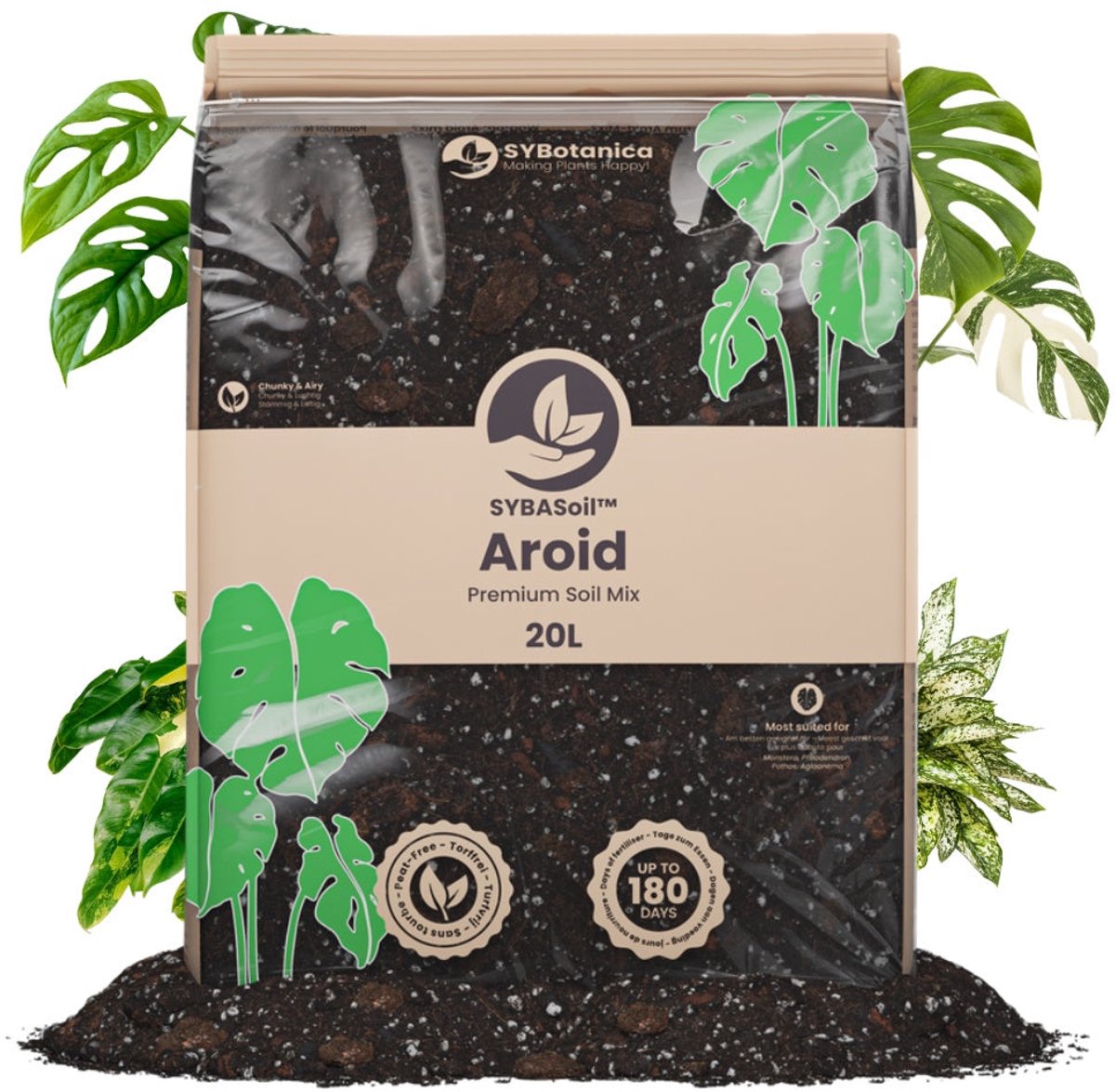 SYBASoil - Aroid mix 20L - Turfvrije Potgrond Mix - 6 Maanden Voeding