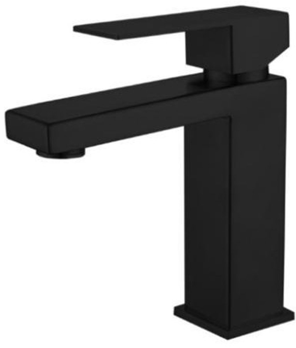 ZIMMER Wastafelkraan FINO Mat zwart – Square Design – Koud & Warm Water – Massief Messing – Keramisch Binnenwerk