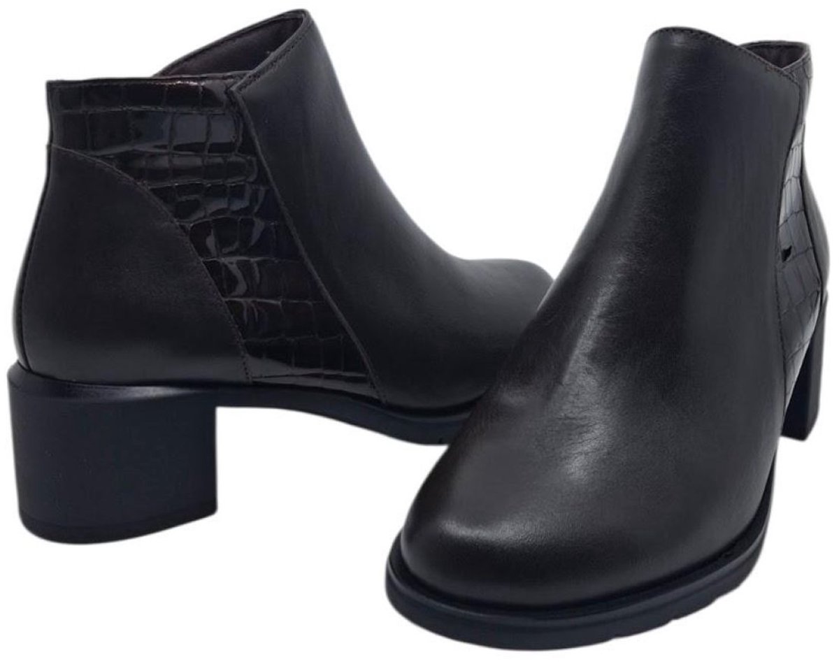 Pitillos 11624 marron bottine in gecombineerde napa met hak 3 cm voor steunzolen