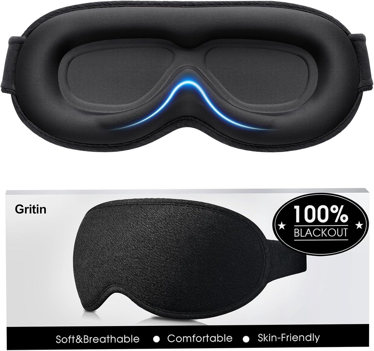 SnelShoppen - 100% Verduisterende Slaapmaskers voor Dames en Heren - Ergonomisch 3D-Oogmasker zonder Oogdruk - Ultrazacht en Comfortabel voor een Diep