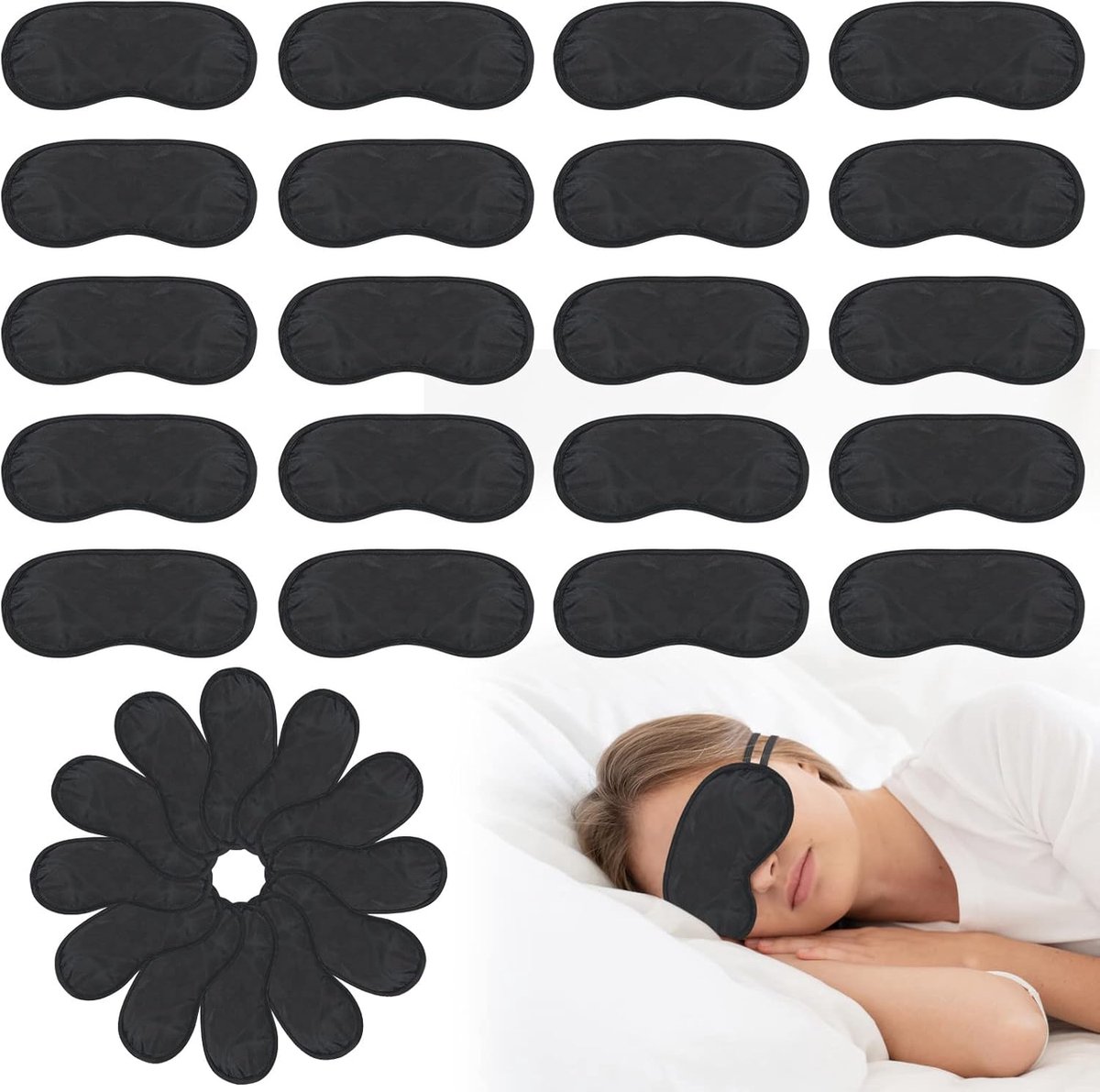 SnelShoppen - Set van 40 Slaapoogmaskers voor Mannen, Vrouwen en Kinderen - Individueel Verpakt, Perfect voor Reizen, Vliegtuig, Hotel en Feesten - DI