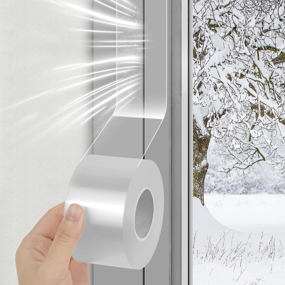 Thijox - Transparante Raamafdichting Weerbestendige Afdichtingstape 5cm x 10m Waterdichte Isolatie Tape voor Ramen en Deuren, Tochtstopper voor Winter