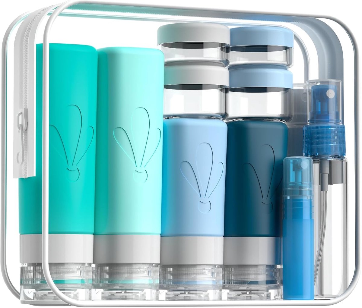 Thijox - Set van 17 Siliconen Reisflessen - FDA-Goedgekeurd, BPA-Vrij, Lekvrije Knijpbare Containers voor Shampoo, Lotion, Zeep - Perfect voor Reizen,