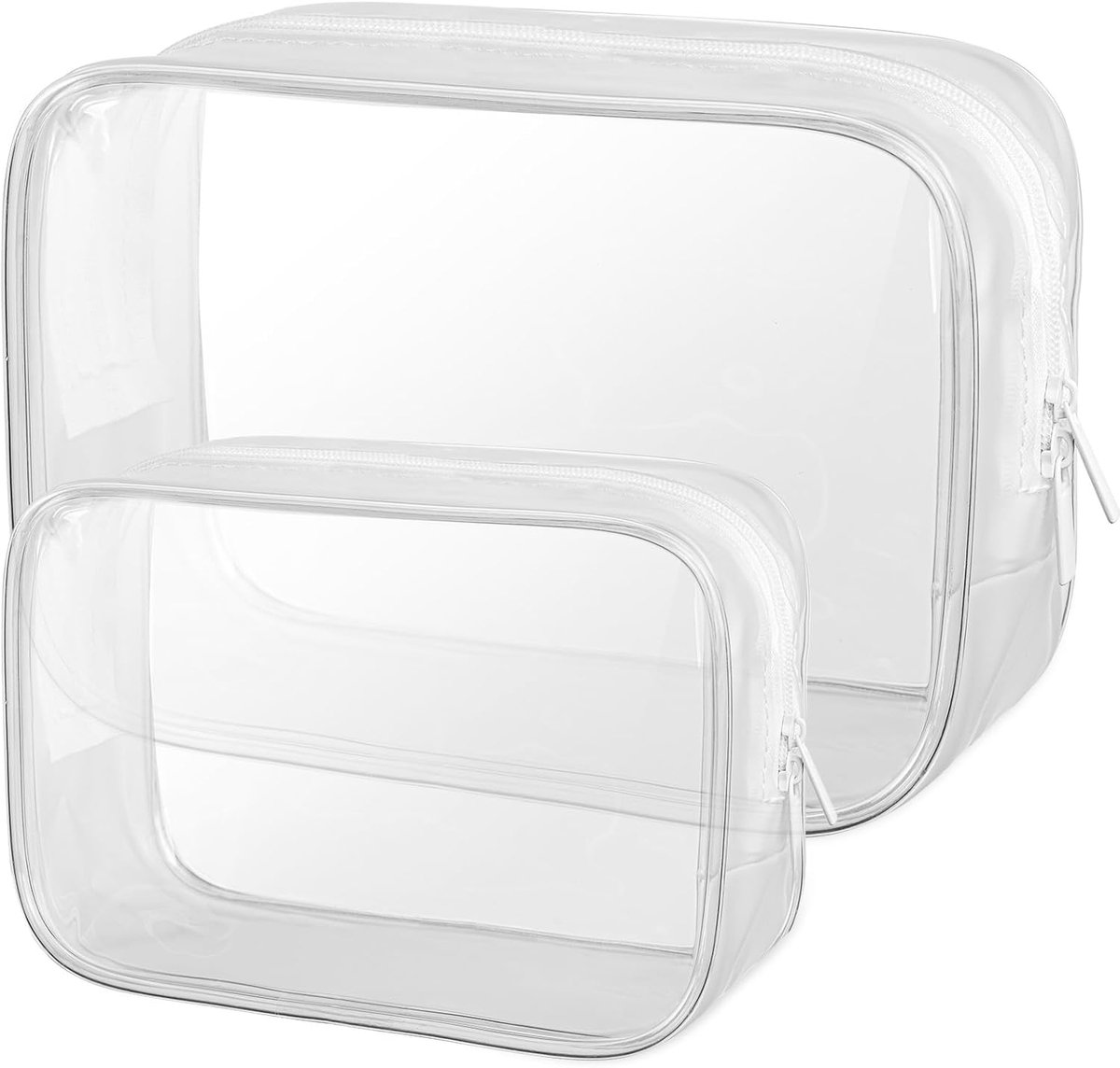 Thijox - Transparante Toilettassen 2 Stuks - PVC Waterdicht Make-up Tas voor Reizen - Ideaal voor Badproducten, Handbagage, Cosmetica, Gezinsuitjes -