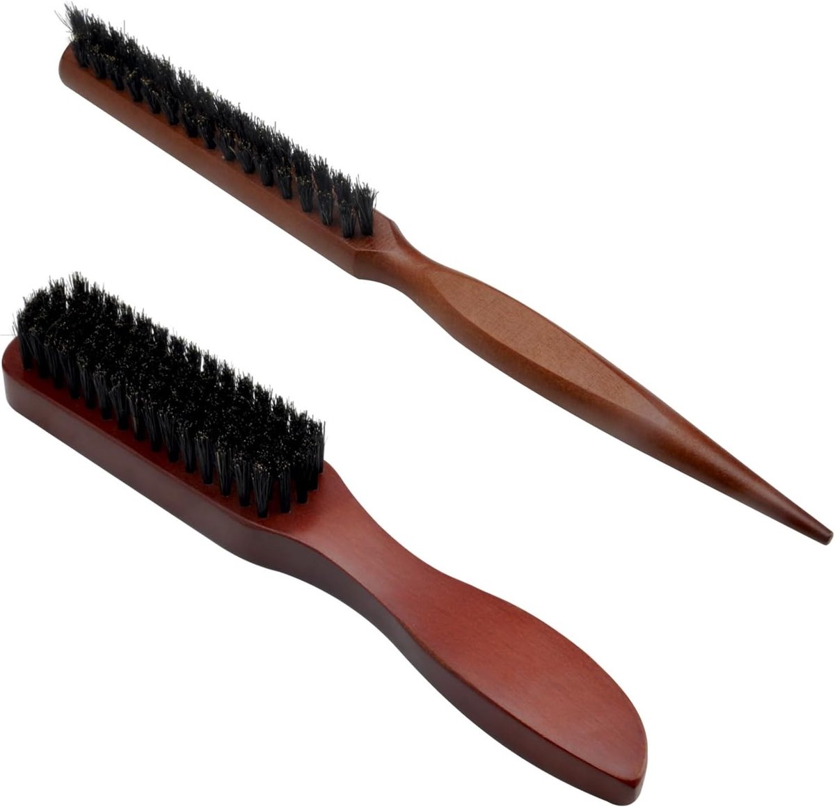 Haarborstel van wilde zwijnenhaar, set van 2 voor baard en nat haar, ideaal voor gladde bun en professioneel gebruik, vermindert haarbreuk en klitten