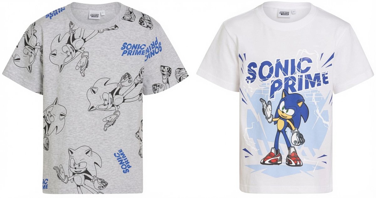 Sonic Prime - 2x T-shirts - maat 104-110