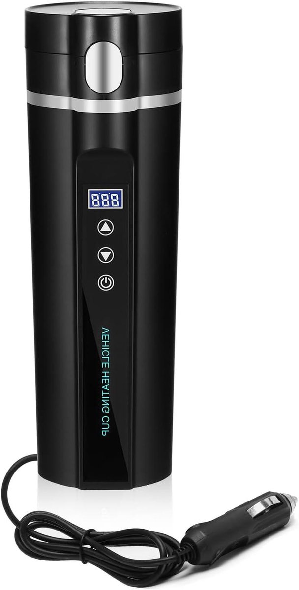 Elektrische Waterkoker - Reisbeker Verwarmer - Warme Dranken Onderweg - Instelbare Temperatuur - 450 ml - Zwart