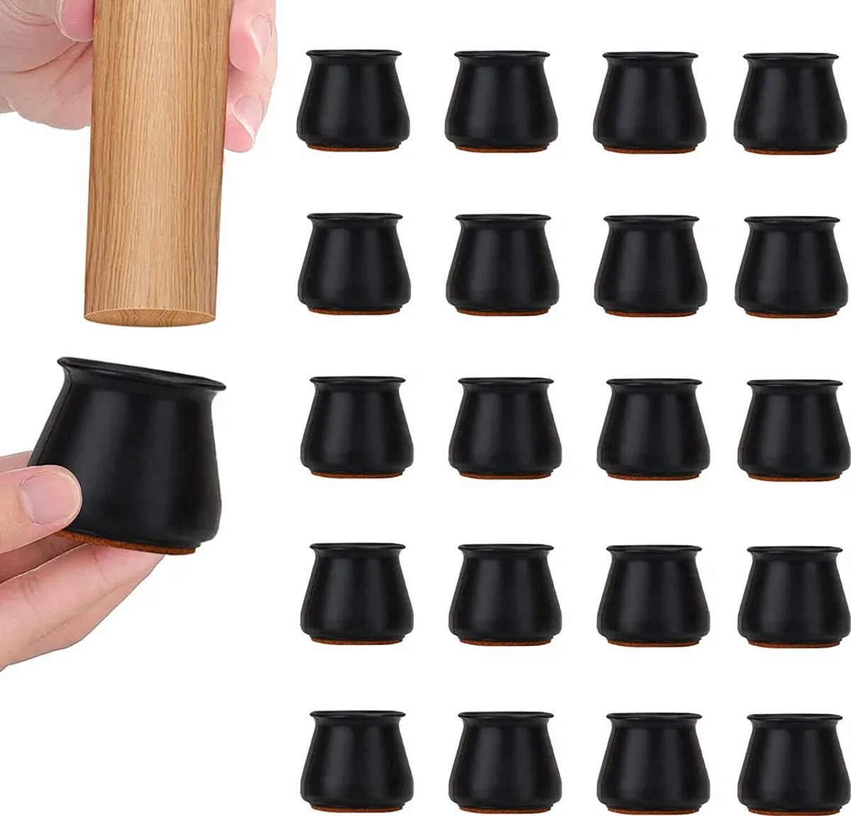 Stoelpootbeschermers, 24 stuks, siliconen beschermers voor stoelpoten, rond siliconen met viltkussentjes, geschikt voor meubels.