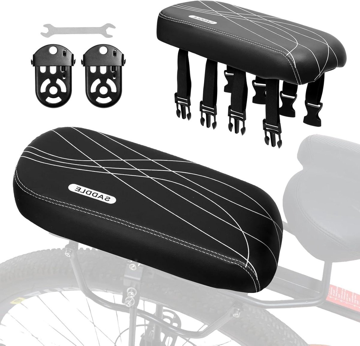 Fiets Achterbank - Kinderzitje - Comfortabel Reizen - Dikke Spons Vulling - Standard - Zwart