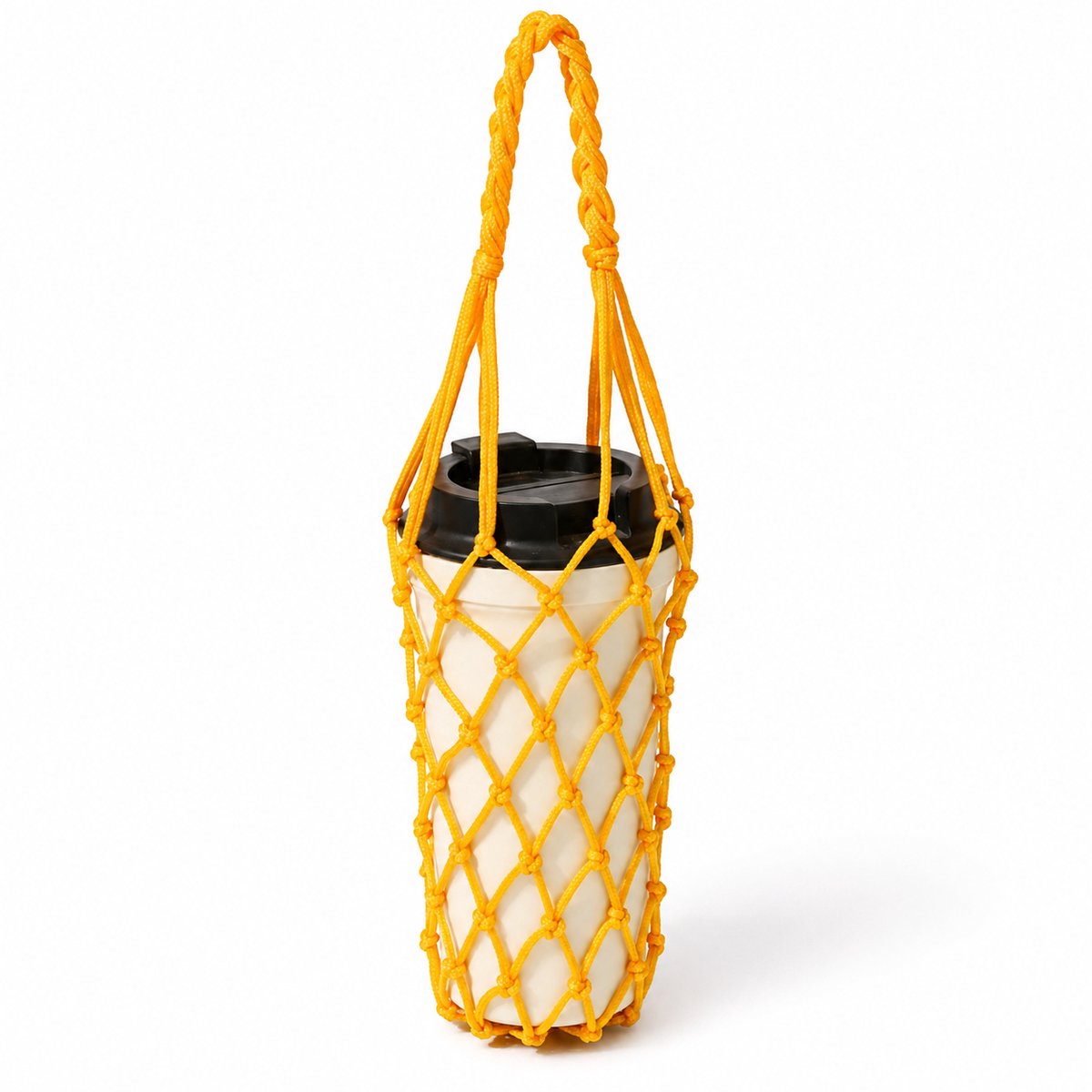 VHV - Flessenhouder - Gehaakte Draagtas voor Drinkfles 34 cm - Oranje - Voor Onderweg