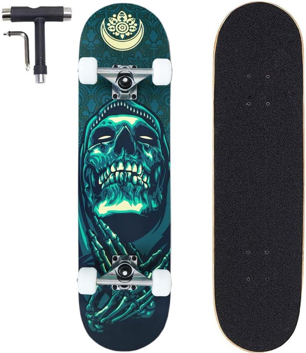 Compleet Skateboard Trickboard Skateboard Trucs Leren Dubbele Kick Concave 31×8 Inch Grafisch