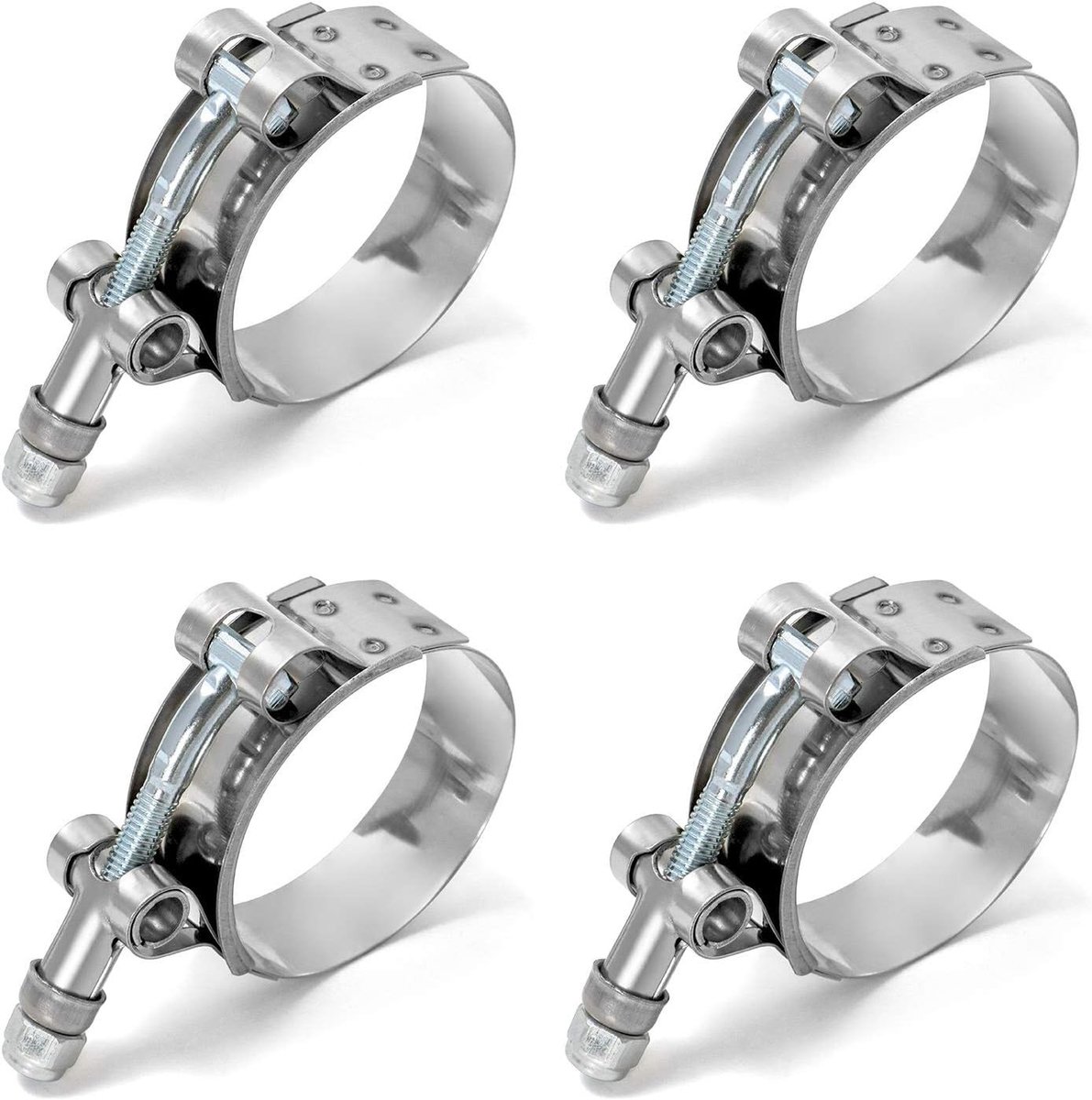 Verstelbare T-bolt slangklemmen van roestvrij staal, 46mm-52mm, set van 4 voor stevige bevestiging